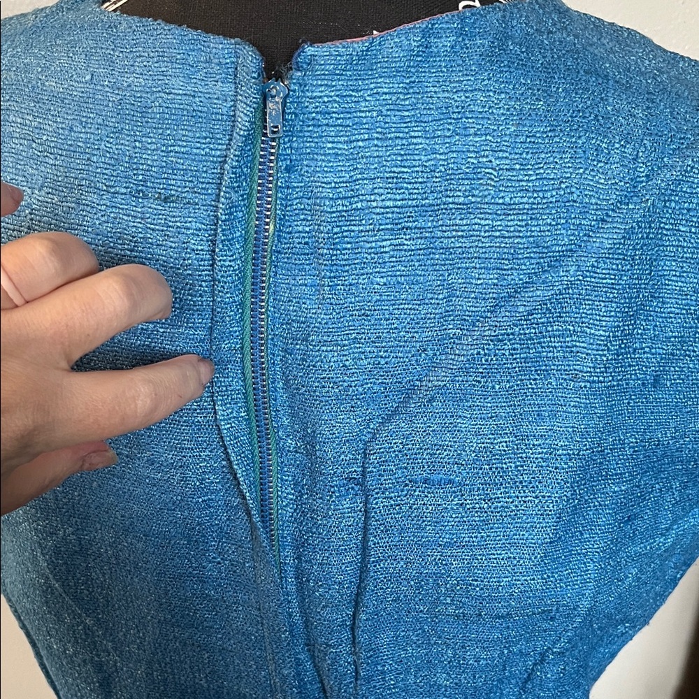 1960s Vintage Style Two-Tone Blue Dress - Picture 11 of 12